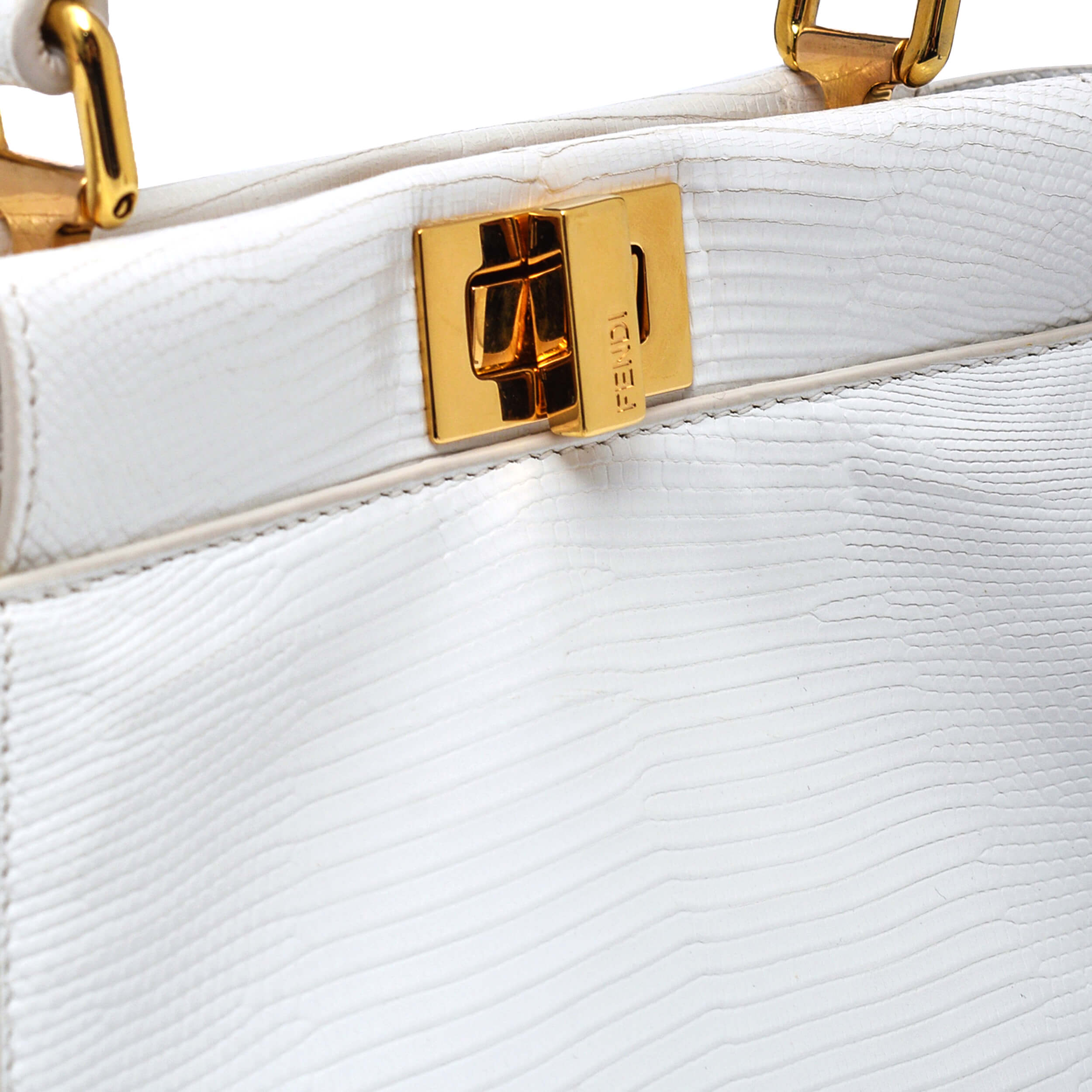 Fendi - White Lizard Leather Petite Peekaboo Bag